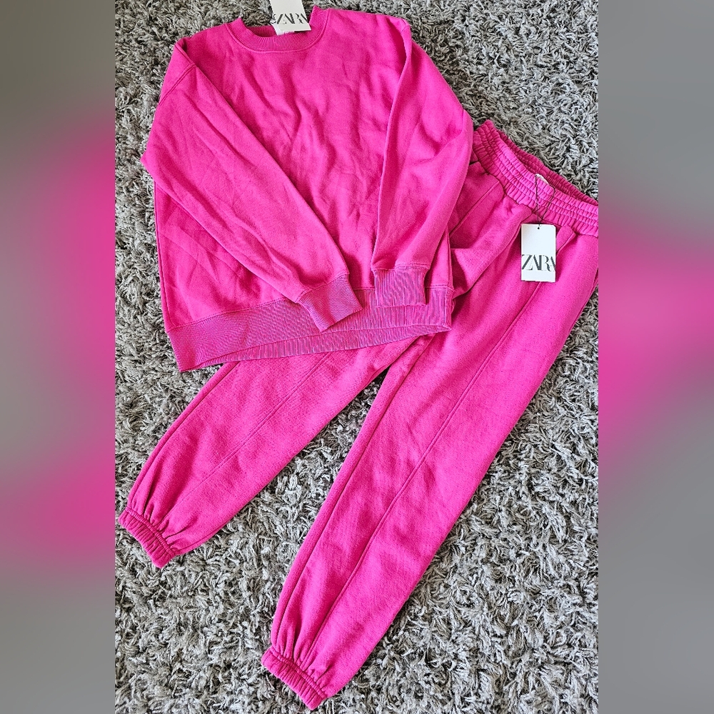 Zara Kids Fuchsia Sweatshirt and Joggers Set